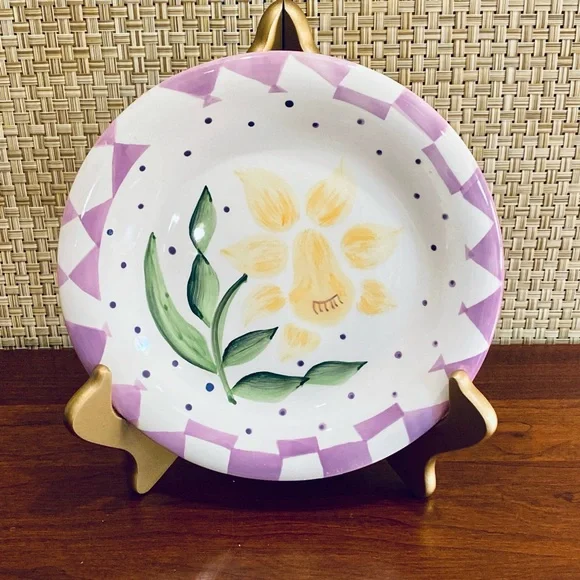 🌟HP🌟VTG 1990-2000 Set of 4 Folk Art Floral Dessert/Salad Plates - Picture 8 of 10